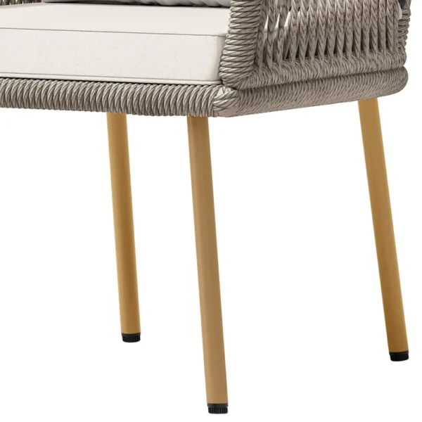 Outdoor Rattan Dining Armchair with Cushion – Beige Single Sofa Chair for Patio, Backyard, or Poolside - Image 10
