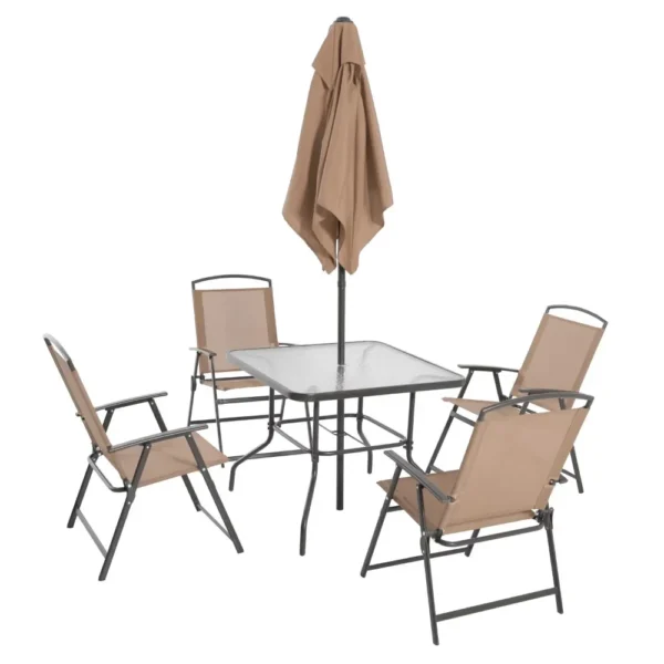 Albany Lane 6-Piece Outdoor Patio Dining Set with Foldable Chairs & Market Umbrella – Mainstays - Image 13