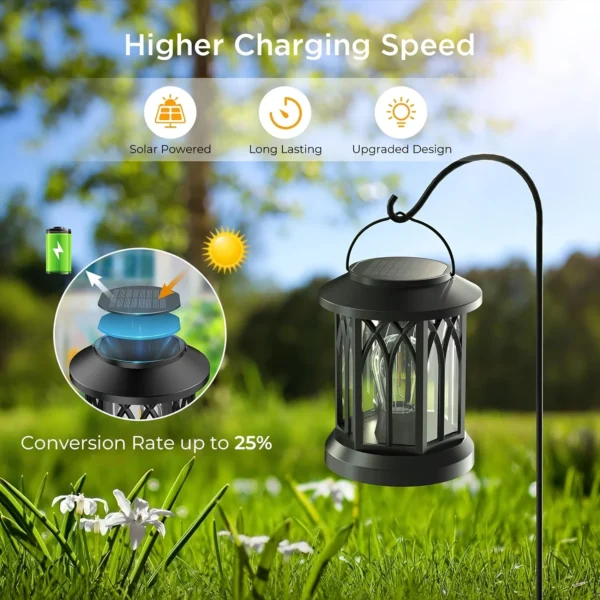 2 Pack Upgraded Bright Solar Lantern Lights Outdoor, Over 12Hrs Solar Lights for Outside Garden Yard Patio Decor (Warm Light) - Image 4