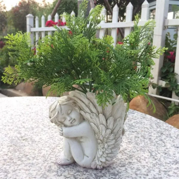 Handmade Resin Angel Sculpture – Decorative Figurine Vase for Home & Garden, 14cm - Image 7