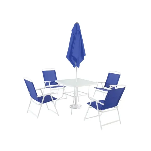 Albany Lane 6-Piece Outdoor Patio Dining Set with Foldable Chairs & Market Umbrella – Mainstays - Image 10