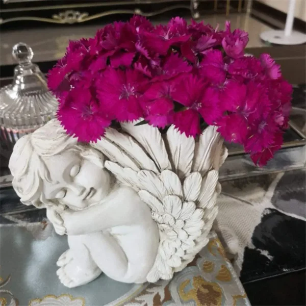 Handmade Resin Angel Sculpture – Decorative Figurine Vase for Home & Garden, 14cm - Image 6