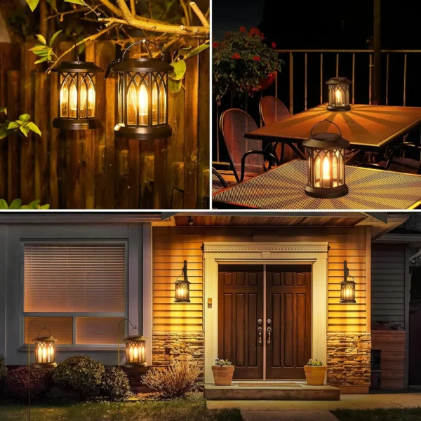 2 Pack Upgraded Bright Solar Lantern Lights Outdoor, Over 12Hrs Solar Lights for Outside Garden Yard Patio Decor (Warm Light) - Image 6