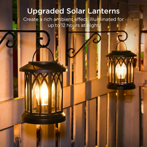 2 Pack Upgraded Bright Solar Lantern Lights Outdoor, Over 12Hrs Solar Lights for Outside Garden Yard Patio Decor (Warm Light) - Image 5