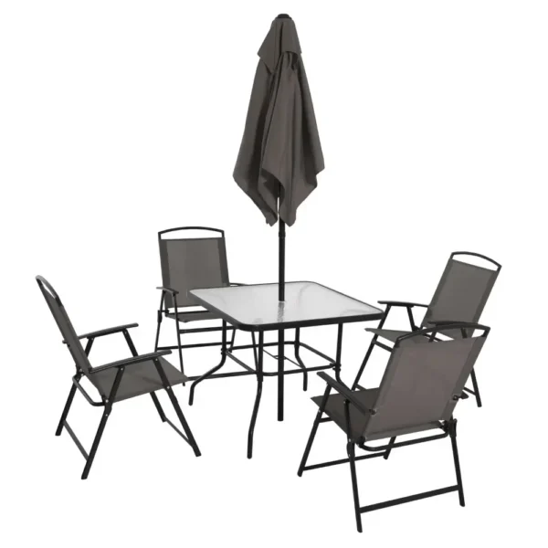 Albany Lane 6-Piece Outdoor Patio Dining Set with Foldable Chairs & Market Umbrella – Mainstays - Image 3