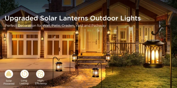 2 Pack Upgraded Bright Solar Lantern Lights Outdoor, Over 12Hrs Solar Lights for Outside Garden Yard Patio Decor (Warm Light) - Image 7