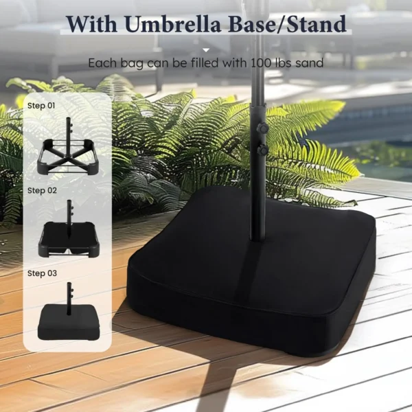 15 Ft Double-Sided Patio Umbrella with Base – Extra Large UV-Resistant Outdoor Shade - Image 2