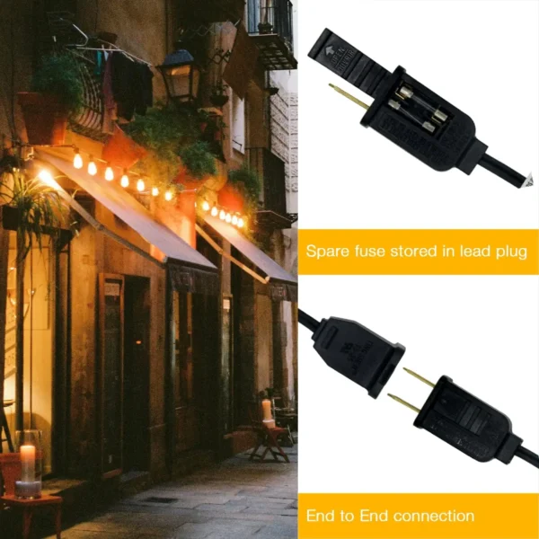 TJOY Outdoor String Lights – Dimmable Retro LED Bulbs, Waterproof, UL Certified (2700K Warm White, Connectable, IP44) - Image 3