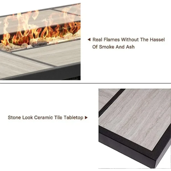 Grand Patio 43" Rectangular Gas Fire Pit Table – Dual-Function Outdoor Coffee Table with 50,000 BTU Burner - Image 6