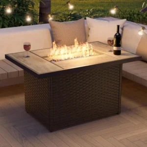 Grand Patio 43" Rectangular Gas Fire Pit Table – Dual-Function Outdoor Coffee Table with 50,000 BTU Burner