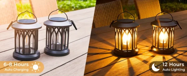 2 Pack Upgraded Bright Solar Lantern Lights Outdoor, Over 12Hrs Solar Lights for Outside Garden Yard Patio Decor (Warm Light) - Image 8