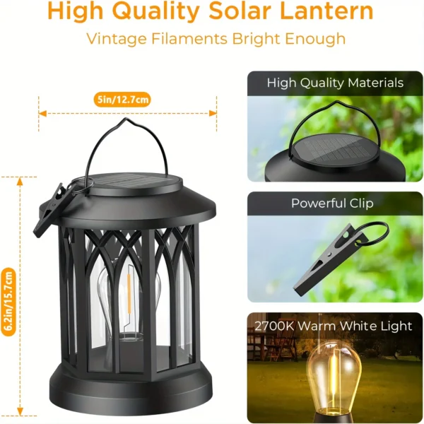 2 Pack Upgraded Bright Solar Lantern Lights Outdoor, Over 12Hrs Solar Lights for Outside Garden Yard Patio Decor (Warm Light) - Image 3