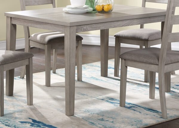 Natural Finish 5pc Dining Set – Cushioned Ladder-Back Chairs & Wooden Table - Image 2