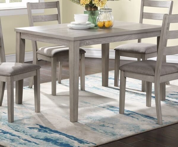 Natural Finish 5pc Dining Set – Cushioned Ladder-Back Chairs & Wooden Table - Image 4