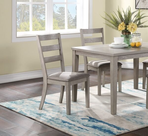 Natural Finish 5pc Dining Set – Cushioned Ladder-Back Chairs & Wooden Table - Image 6