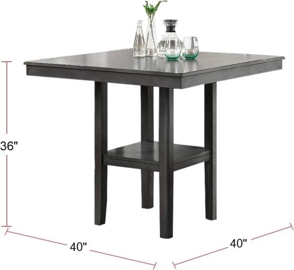 5-Piece Gray Counter Height Dining Set with Shelf Storage & Ladder Back Chairs – Solid Wood - Image 10