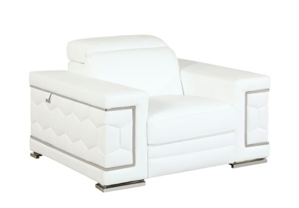 White Top Grain Italian Leather Chair - Image 2