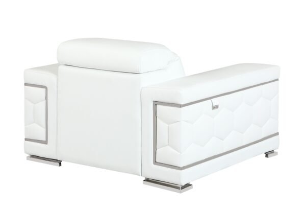White Top Grain Italian Leather Chair - Image 3