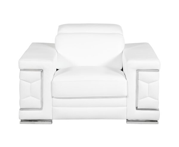 White Top Grain Italian Leather Chair