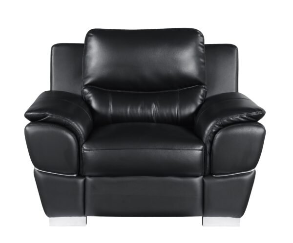 Black Genuine Leather Accent Chair - Image 2