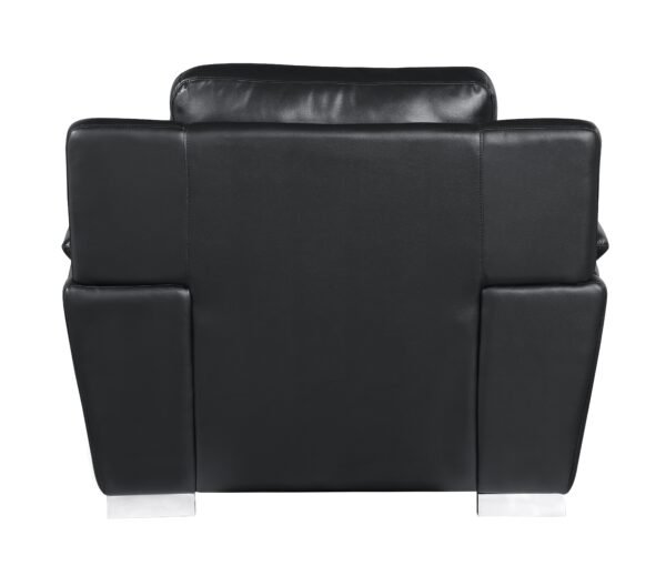 Black Genuine Leather Accent Chair - Image 3