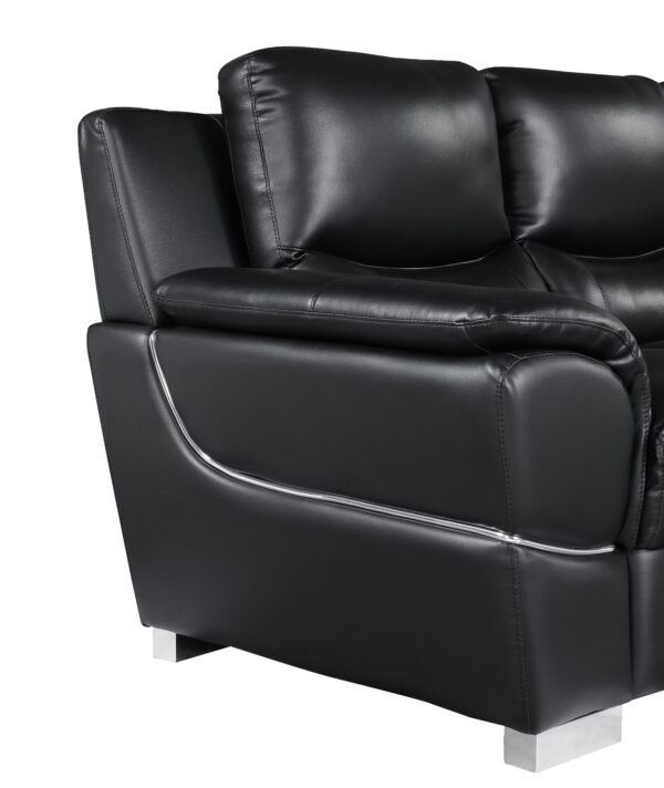 Black Genuine Leather Accent Chair - Image 7
