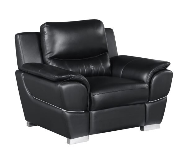 Black Genuine Leather Accent Chair