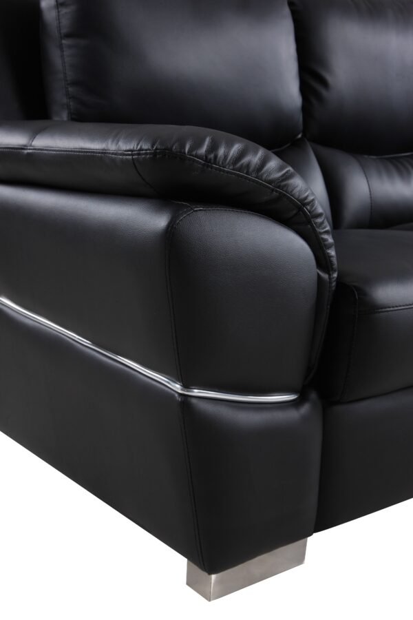 Black Genuine Leather Accent Chair - Image 8