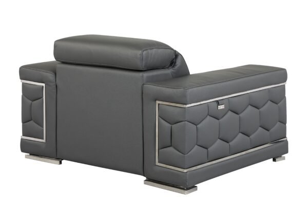 Dark Gray Top Grain Italian Leather Chair - Image 3