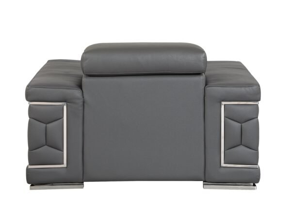 Dark Gray Top Grain Italian Leather Chair - Image 4