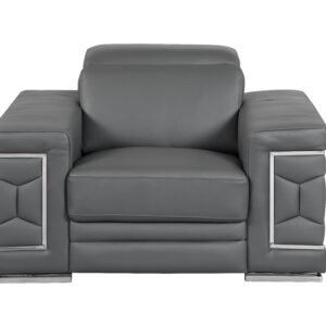 Dark Gray Top Grain Italian Leather Chair