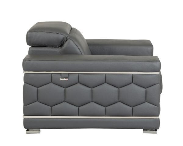 Dark Gray Top Grain Italian Leather Chair - Image 5