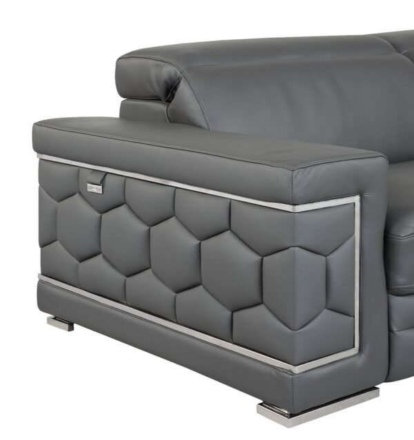 Dark Gray Top Grain Italian Leather Chair - Image 6