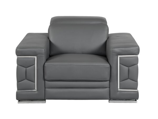 Dark Gray Top Grain Italian Leather Chair