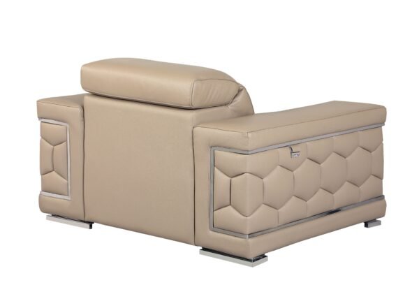 Beige Top Grain Italian Leather Chair - Image 3