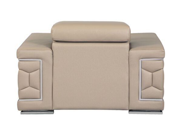 Beige Top Grain Italian Leather Chair - Image 4