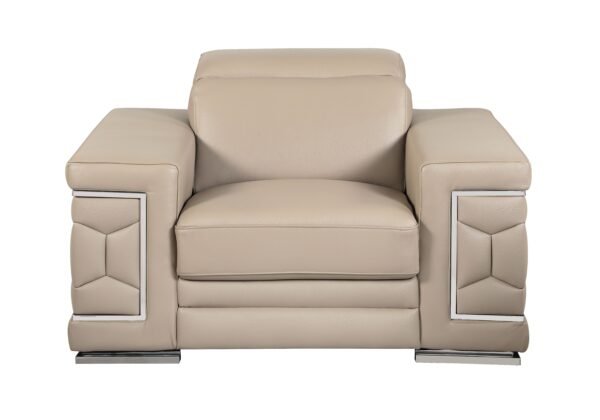 Beige Top Grain Italian Leather Chair