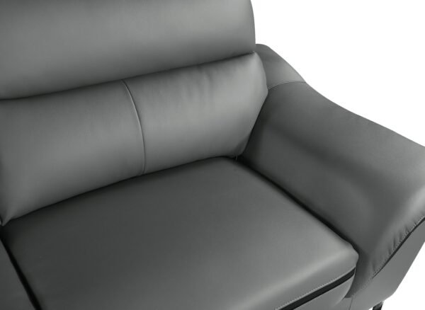 Gray Genuine Leather Accent Chair - Image 2