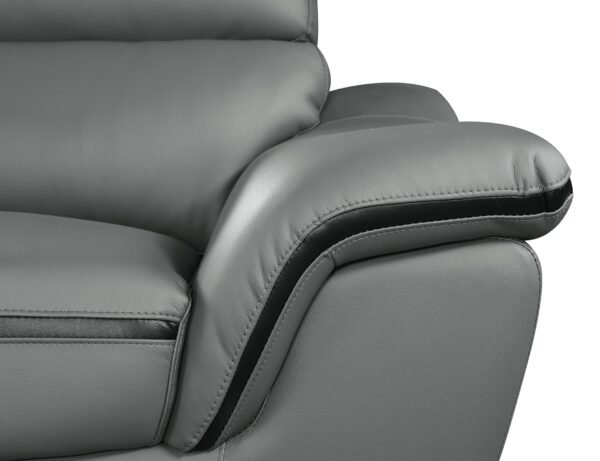 Gray Genuine Leather Accent Chair - Image 4