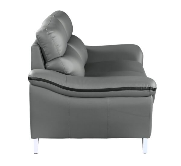Gray Genuine Leather Accent Chair - Image 5
