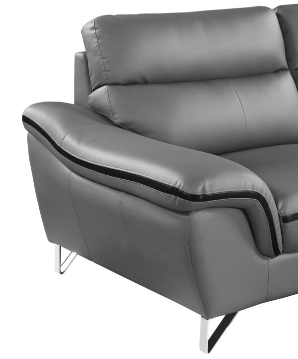 Gray Genuine Leather Accent Chair - Image 6