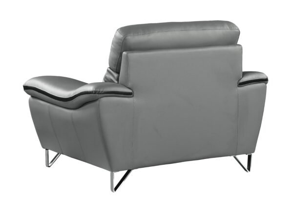 Gray Genuine Leather Accent Chair - Image 7