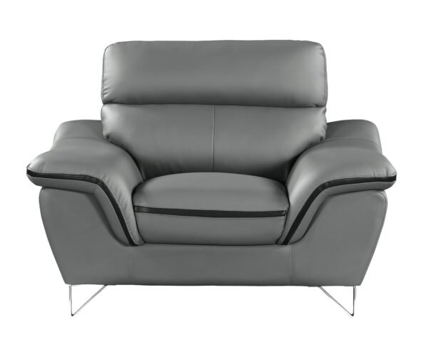 Gray Genuine Leather Accent Chair