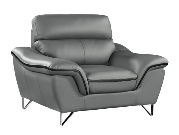 Gray Genuine Leather Accent Chair - Image 9