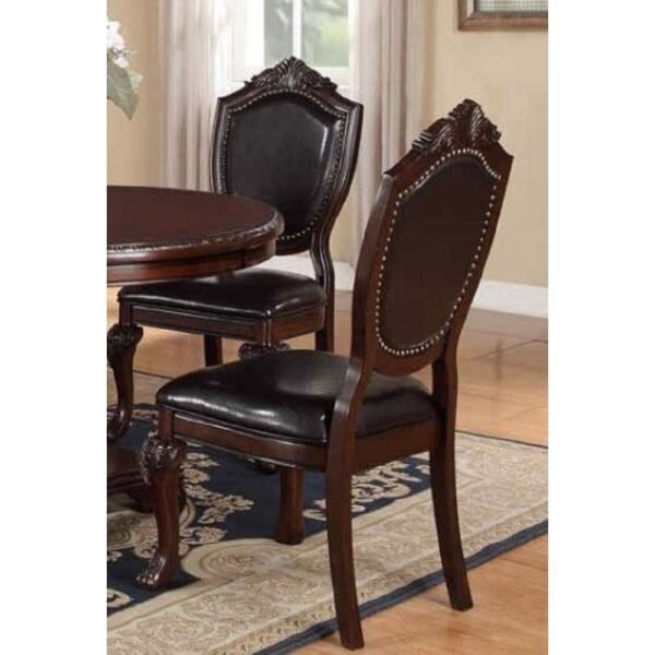 Royal Majestic Set of 2 Formal Side Chairs – Brown Rubberwood with Upholstered Seats - Image 2