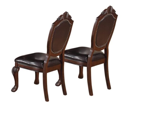 Royal Majestic Set of 2 Formal Side Chairs – Brown Rubberwood with Upholstered Seats - Image 5