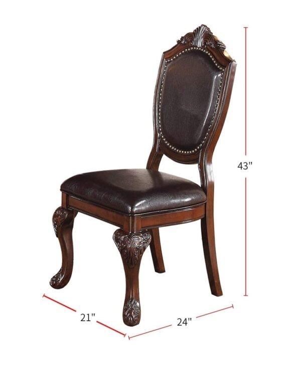 Royal Majestic Set of 2 Formal Side Chairs – Brown Rubberwood with Upholstered Seats - Image 6