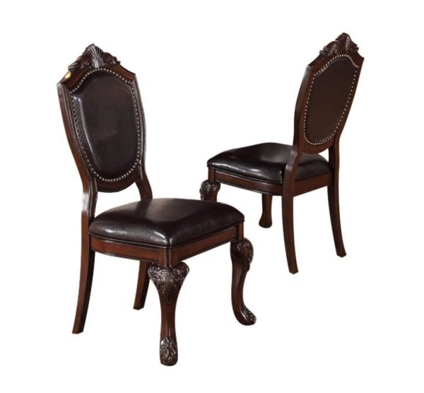 Royal Majestic Set of 2 Formal Side Chairs – Brown Rubberwood with Upholstered Seats - Image 7