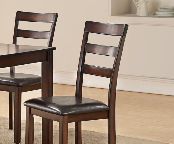 Espresso 6pc Dining Set – Rectangular Table, 4 Chairs & Bench with Cushioned Seats - Image 3