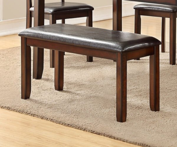Espresso 6pc Dining Set – Rectangular Table, 4 Chairs & Bench with Cushioned Seats - Image 4